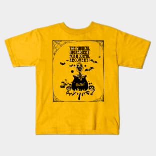 Sarcoma cancer Awareness yellow ribbon Humor the magical ingredient for a joyful recovery Halloween Kids T-Shirt